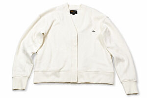 Alpha Industries Cardigan Sweater Mens Small White Long Sleeve V-Neck Snap